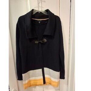 Tommy Hilfiger Womens Navy Colorblock Toggle Shawl Collar Cardigan Sweater L